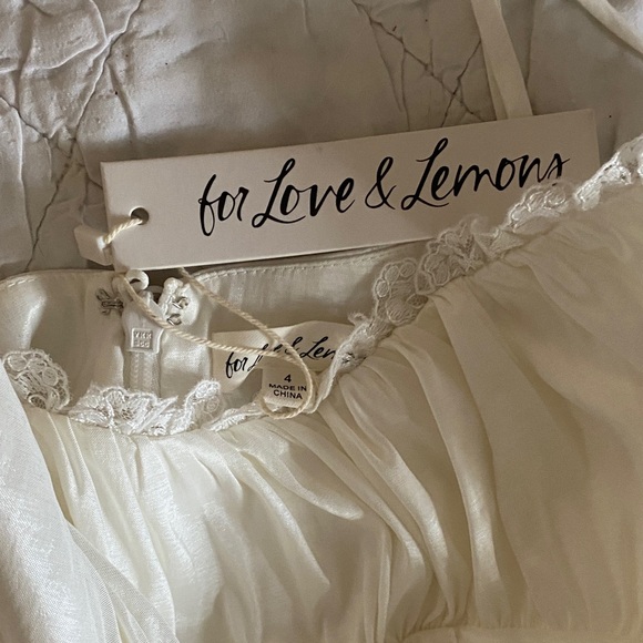 For Love And Lemons Evelyn White Satin Dress with Cover - Picture 4 of 8